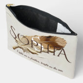 Persoonlijke Warme Bruine Veer Monogram Etui (Open)