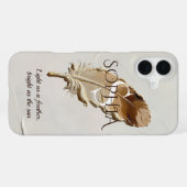 Persoonlijke warme bruine veer monogram  iPhone hoesje (Achterkant horizontaal)