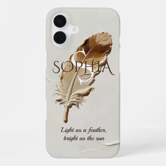 Persoonlijke warme bruine veer monogram  iPhone hoesje (Achterkant)