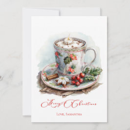 Persoonlijke warme chocolademelk landelijke kerstk feestdagenkaart