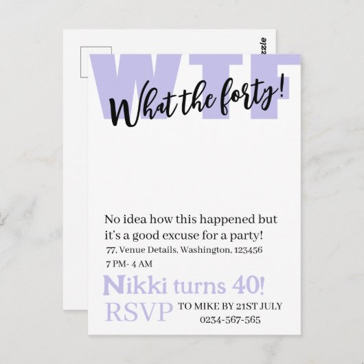 Persoonlijke Wat de veertig 40ste grappige verjaar Briefkaart (Voorkant / Achterkant)