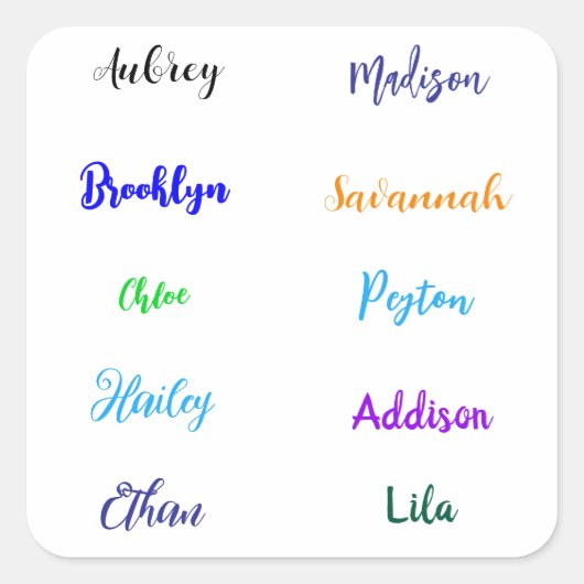 Persoonlijke Waterdichte Handgeschreven Namen 1 Vierkante Sticker (Voorkant)