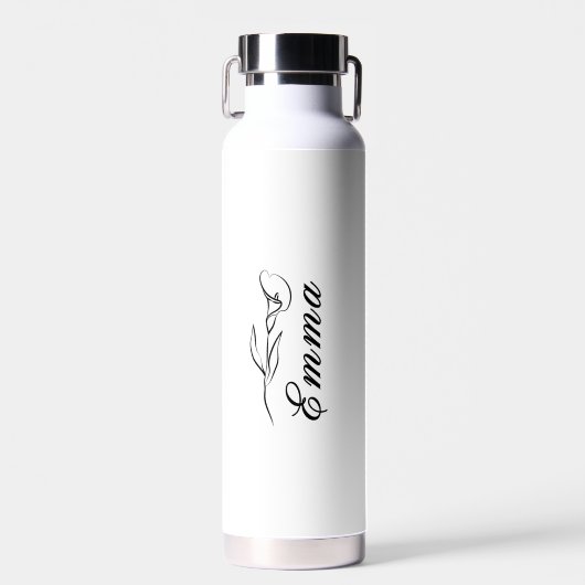 Persoonlijke Waterfles met Naam Bloemen (Voorkant)