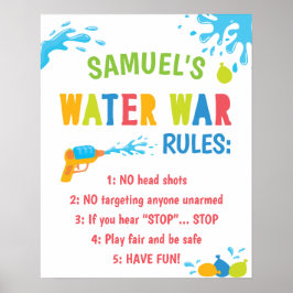 Persoonlijke Wateroorlog Regels Verjaardagsfeest B Poster