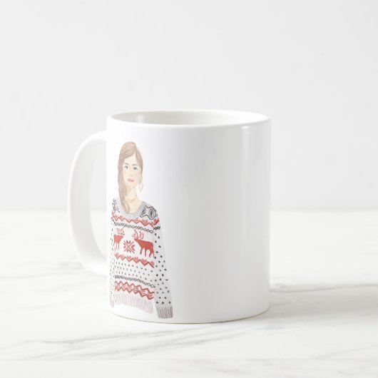 Persoonlijke Waterverf Afbeelding Kerstmis Mok (Voorkant links)