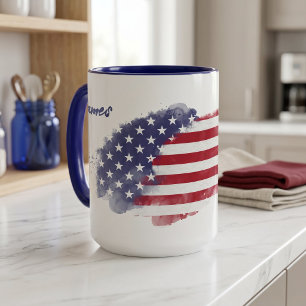 Persoonlijke waterverf Amerikaanse vlag 4 juli  Mok