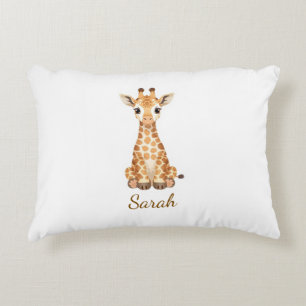 Persoonlijke waterverf baby-giraffe mok met klantg accent kussen