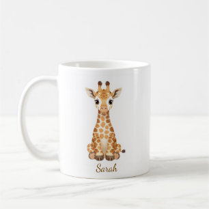Persoonlijke waterverf baby-giraffe mok met klantn