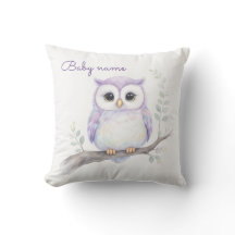 Persoonlijke waterverf baby uil kussensloop