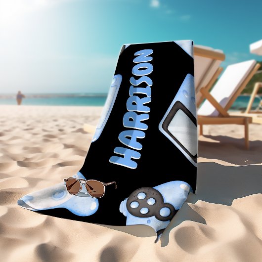 Persoonlijke Waterverf Blauwe Gaming Strandlaken
