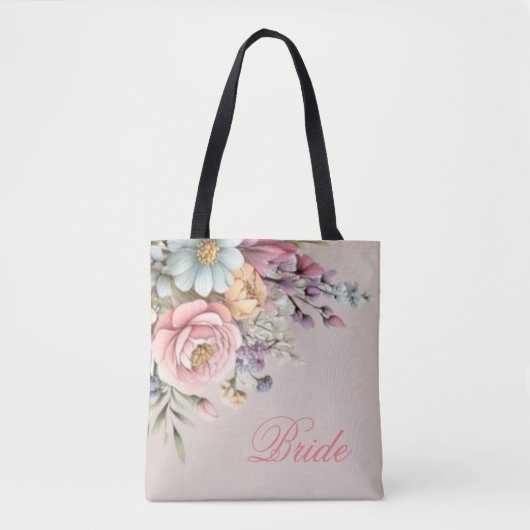 Persoonlijke Waterverf Bloem Bruidstas Tote Bag (Voorkant)