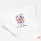 Persoonlijke Waterverf Bloem Naam Sticker (Envelop)