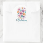 Persoonlijke Waterverf Bloem Naam Sticker (Tas)