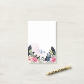 Persoonlijke waterverf bloemen post-it® notes (Op bureau)