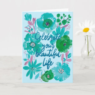 Persoonlijke Waterverf Bloemen Verjaardagskaart Kaart