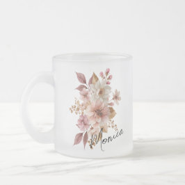 Persoonlijke waterverf bloemenmok matglas koffiemok