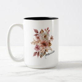 Persoonlijke waterverf bloemenmok tweekleurige koffiemok