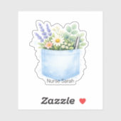 Persoonlijke waterverf bloemenscrubs zak sticker (Vel)