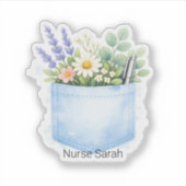 Persoonlijke waterverf bloemenscrubs zak sticker (Voorkant)