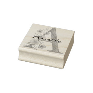 Persoonlijke waterverf bloemletter A initiaal Rubberstempel