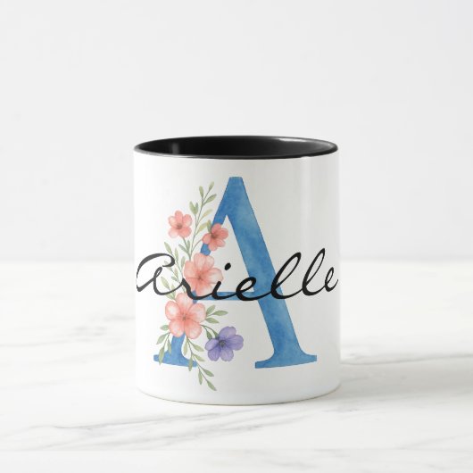 Persoonlijke waterverf bloemletter A monogram Mok (Midden)