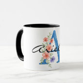 Persoonlijke waterverf bloemletter A monogram Mok (Voorkant links)
