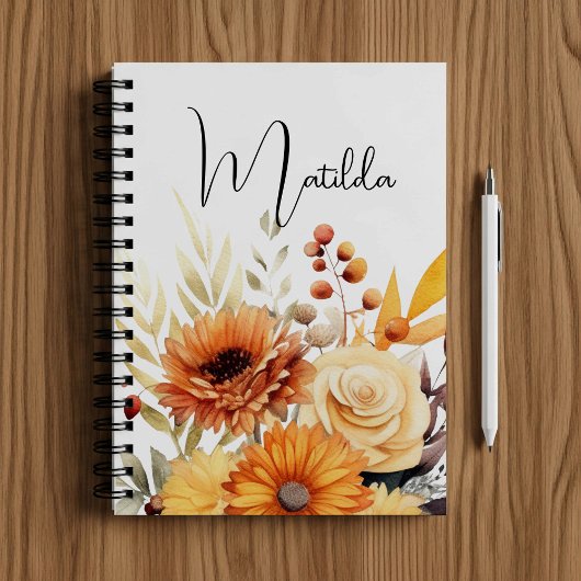Persoonlijke waterverf bloemstuk notitieboek