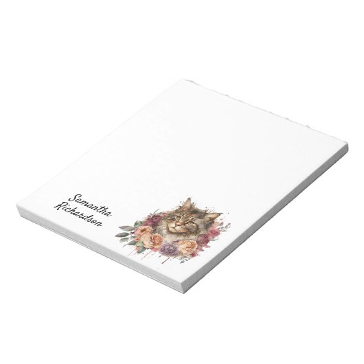 Persoonlijke Waterverf Boho Cat Notitieblok (Linkerzijde)