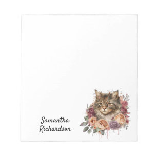 Persoonlijke Waterverf Boho Cat Notitieblok