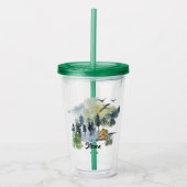Persoonlijke waterverf bos scène acryl drinkbeker (Voorkant)