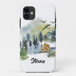 Persoonlijke waterverf bos scène Case-Mate iPhone case