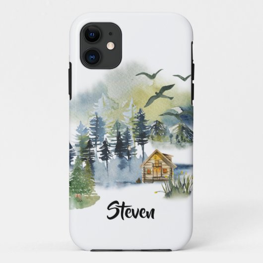 Persoonlijke waterverf bos scène Case-Mate iPhone case (Achterkant)