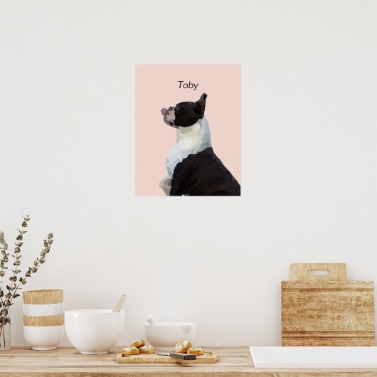 Persoonlijke Waterverf Boston Terrier Dog Poster (Keuken)