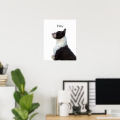 Persoonlijke waterverf Boston Terrier hond poster (Thuiskantoor)