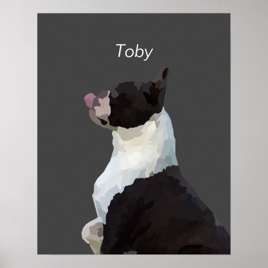 Persoonlijke Waterverf Boston Terrier Hond Poster (Voorkant)