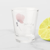 Persoonlijke waterverf bruidslui blozende klaproos shot glas (Achterkant)