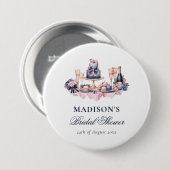 Persoonlijke waterverf bruiloft voor bruidsfeest ronde button 7,6 cm (Voorkant /achterkant)