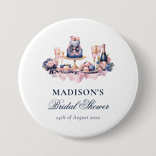 Persoonlijke waterverf bruiloft voor bruidsfeest ronde button 7,6 cm (Voorkant)