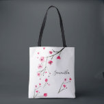 Persoonlijke waterverf Cherry Blossom Name Tote Bag<br><div class="desc">Een geweldig cadeau voor je meisjes,  misschien wel voor de bruidsmeisjes,  je beste vrienden of een klassenreünie. Geef elk van deze kersenbloesem,  watrecolor designer tas een persoonlijk tintje met haar naam. Cherry-bloesems zijn oogvangers en zo elegant,  dit ontwerp gebruikt een andere kleurstijl aan elke kant.</div>
