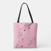 Persoonlijke waterverf Cherry Blossom Name Tote Bag (Achterkant)