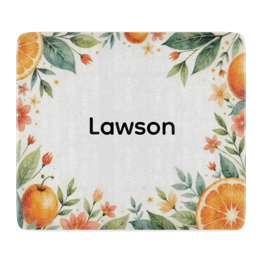 Persoonlijke Waterverf Citrus Glas Snijplank (Voorkant)