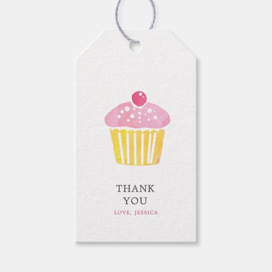 Persoonlijke Waterverf Cupcake Bedankt Gift Label Cadeaulabel (Voorkant)