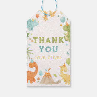 Persoonlijke waterverf dinosaurus cadeaubijsluiter cadeaulabel