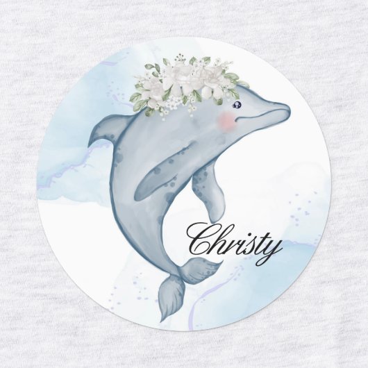 Persoonlijke Waterverf Dolphins Labels (Design 1)
