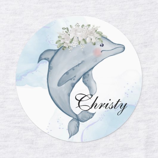 Persoonlijke Waterverf Dolphins Labels (Design 2)