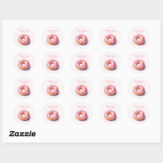 Persoonlijke Waterverf Donut  Ronde Sticker (Vel)
