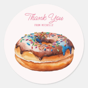 Persoonlijke Waterverf Donut Ronde Sticker