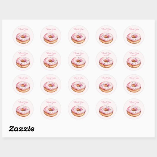 Persoonlijke Waterverf Donut  Ronde Sticker (Vel)