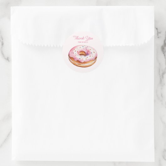 Persoonlijke Waterverf Donut  Ronde Sticker (Tas)