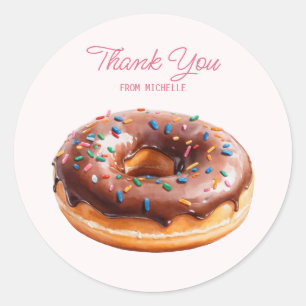 Persoonlijke Waterverf Donut  Ronde Sticker